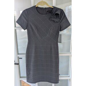 Banana Republic Plaid Ruffle Sheath Business Casual Dress - GRAY - PETITE 0